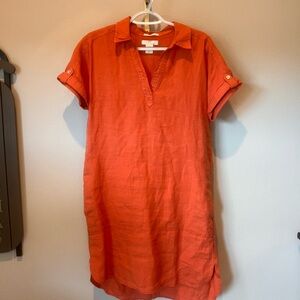 Halston Heritage Terracotta Linen shift Dress